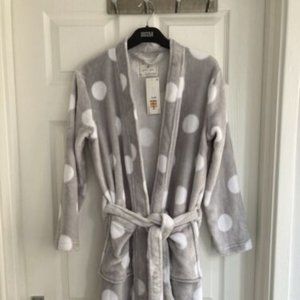Ladies Grey Mix Soft Velour Belted Dressing Gown